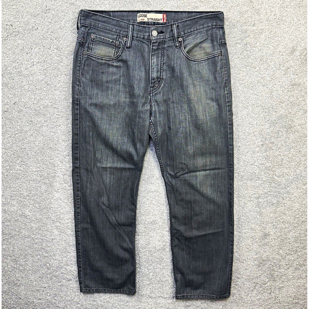 Levis 569 Loose Straight Jeans Mens 32x32 Gray Faded Denim Baggy Fit